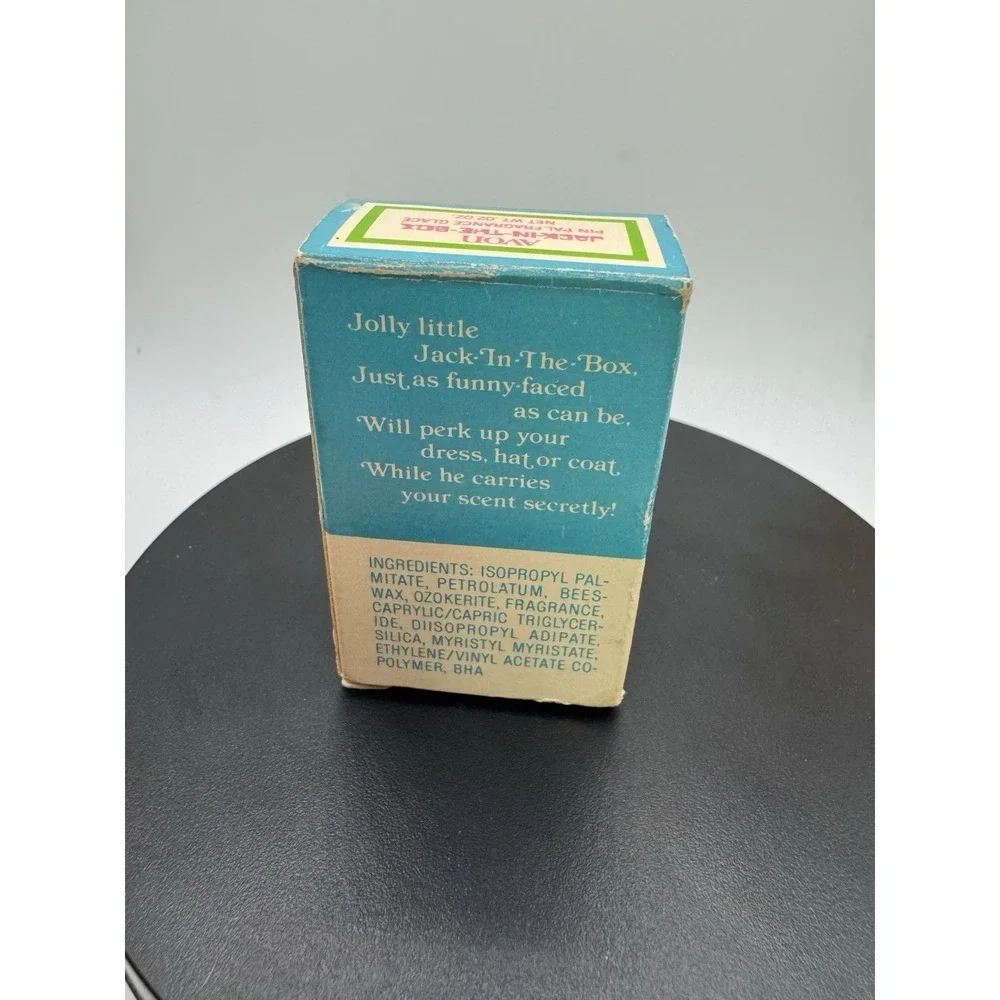 Vintage 1976 Avon Jack in the Box Collectible Pin Pal Original Packaging Perfume